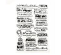 Elizabeth Craft Summer Travel Sentiments - Clear Stamp Set A5 - 18 Stamps - Easy Alignment - Cute Decorative Stamps - Ideal for Cardmaking, Scrapbooking & Creative Paper Crafts - Stamping Supplies