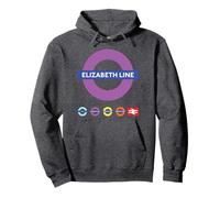 Elizabeth Line UK Train Symbol Britain Railway Colorful Icon Pullover Hoodie