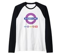 Elizabeth Line UK Train Symbol Britain Railway Colorful Icon Raglan Baseball Tee