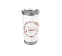 Elizabeth Name Art Monogram Floral Wreath Boho Aesthetic Stainless Steel Insulated Tumbler
