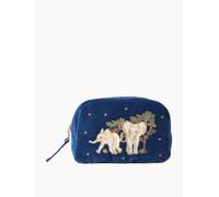 Elizabeth Scarlett Baby Elephant Conservation Navy Velvet Makeup Bag