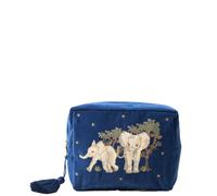 Elizabeth Scarlett Baby Elephant Conservation Navy Velvet Wash Bag
