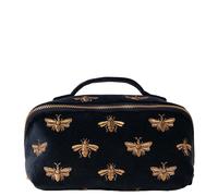 Elizabeth Scarlett Honey Bee Charcoal Velvet Open Flat Makeup Bag