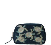 Elizabeth Scarlett Turtle Conservation Marine Navy Velvet Cosmetics Bag