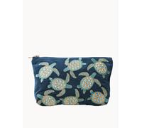 Elizabeth Scarlett Turtle Conservation Marine Navy Velvet Everyday Pouch