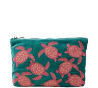 Elizabeth Scarlett Turtle Conservation Teal Jade Velvet Everyday Pouch