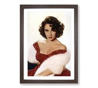 Elizabeth Taylor (2) Framed Print | A2 Walnut Framed Wall Art | Ready to Hang | Modern Nature Picture | Living Room Bedroom Lounge Office