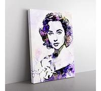 Elizabeth Taylor In Abstract Modern Art Canvas Wall Art Print Ready to Hang, Framed Picture for Living Room Bedroom Home Office Décor, 76x50 cm (30x20 Inch)