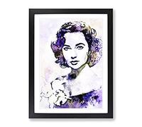 Elizabeth Taylor In Abstract Modern Art Framed Print | A2 Black Framed Wall Art | Ready to Hang | Abstract Fantasy Picture | Living Room Bedroom Lounge Office