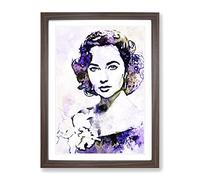 Elizabeth Taylor In Abstract Modern Art Framed Print | A2 Walnut Framed Wall Art | Ready to Hang | Abstract Fantasy Picture | Living Room Bedroom Lounge Office