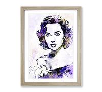 Elizabeth Taylor In Abstract Modern Art Framed Print | A4 Oak Framed Wall Art | Ready to Hang | Abstract Fantasy Picture | Living Room Bedroom Lounge Office