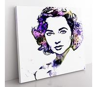 Elizabeth Taylor in Abstract Modern Canvas Wall Art Print Ready to Hang, Framed Picture for Living Room Bedroom Home Office Décor, 50x50 cm (20x20 Inch)