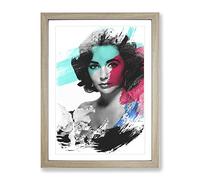 Elizabeth Taylor No.1 V2 Modern Framed Print | A2 Oak Framed Wall Art | Ready to Hang | Modern Nature Picture | Living Room Bedroom Lounge Office