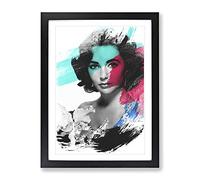 Elizabeth Taylor No.1 V2 Modern Framed Print | A4 Black Framed Wall Art | Ready to Hang | Modern Nature Picture | Living Room Bedroom Lounge Office
