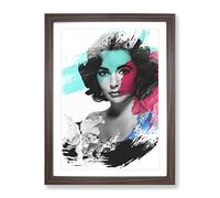 Elizabeth Taylor No.1 V2 Modern Framed Print | A4 Walnut Framed Wall Art | Ready to Hang | Modern Nature Picture | Living Room Bedroom Lounge Office