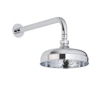 Elizabeth Traditional 205mm Round Rainfall Shower Head Wall Mounted Arm - Chrome