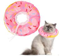 Elizabethan Cat Collar, Soft for Cats, Adjustable Recovery, Waterproof, Pets Soft Anti Bite Collar (Pink Donut, Neck (L: 20-32 cm))