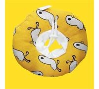 Elizabethan Collar for Dogs & Cats, Soft Cotton Adjustable Recovery Cone After Surgery, Breathable & Waterproof Pet Protective Neck Brace, Multiple Sizes & Cute Patterns(Yellow Duck Linen Cotton,L)