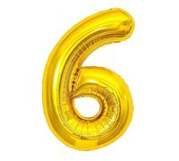 Elizakumi Gold Number 6 Balloon Large 6th Birthday Balloon, Anniversary Helium Foil Number Balloon 6 Gold / 40inch Party Deco