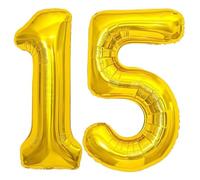 Elizakumi Gold Number Balloon 15/51 Large 15th 51th Birthday Balloon for Boy Girl Men Women, Anniversary Foil Helium Number 15/51 Gold / 40inch