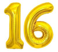 Elizakumi Gold Number Balloon 16/61 Large 16th 61th Birthday Anniversary Foil Helium Number 16/61 Gold / 40inch Party Deco