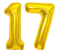 Elizakumi Gold Number Balloon 17/71 Large 17th 71th Birthday Anniversary Foil Helium Number 17/71 Gold / 40inch Party Deco