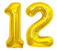 Elizakumi Golden Number 12 21 Balloon Large 12th 21th Birthday Anniversary Helium Foil Number Balloon 12 21 Gold / 40inch Party Deco