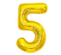 Elizakumi Golden Number 5 Balloon Large 5th Birthday Anniversary Helium Foil Number Balloon 5 Gold / 40inch Party Deco