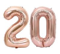 Elizakumi Rose Gold Number 20 Balloon Large 20th Birthday Balloon for Boy Girl Men Women, Anniversary Foil Helium Number 20 Rose Gold / 40inch