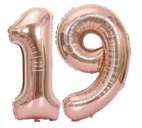 Elizakumi Rose Gold Number Balloon 19/91 Large 19th 91th Birthday Anniversary Foil Helium Number 19/91 Rose Gold / 40inch Party Deco