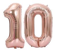 Elizakumi Rosegold Number 10 Balloon, Balloon 10th Birthday Party Balloon for Boy Girl Men Women, Foil Helium Balloon 10 40inch. 0123456789,10-19,20-25,30,40,50,60,70,80,90