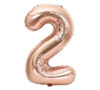 Elizakumi Rosegold Number 2 Balloon Large 2th Birthday Anniversary Helium Foil Number Balloon 2 Rose gold / 40inch Party Deco