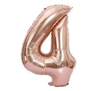 Elizakumi Rosegold Number 4 Balloon Large 4th Birthday Anniversary Helium Foil Number Balloon 4 Rose gold / 40inch Party Deco