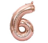 Elizakumi Rosegold Number 6 Balloon Large 6th Birthday Anniversary Helium Foil Number Balloon 6 Rose gold / 40inch Party Deco