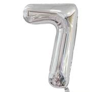 Elizakumi Silver Number 7 Balloon Large 7th Birthday Anniversary Helium Foil Number Balloon 7 Silver / 40inch Party Deco