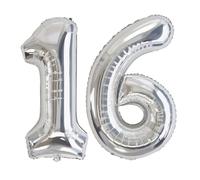 Elizakumi Silver Number Balloon 16/61 Large 16th 61th Birthday Anniversary Foil Helium Number 16/61 Silver / 40inch Party Deco