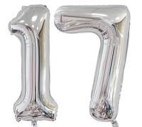 Elizakumi Silver Number Balloon 17/71 Large 17th 71th Birthday Balloon for Boy Girl Men Women, Anniversary Foil Helium Number 17/71 Silver / 40inch