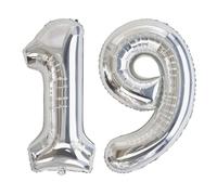 Elizakumi Silver Number Balloon 19/91 Large 19th 91th Birthday Anniversary Foil Helium Number 19/91 Silver / 40inch Party Deco
