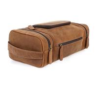 ELIZO Genuine Leather Toiletry Bag for Men Mens Toiletry Bags for Traveling Waterproof Hanging Leather Dopp Kit w/Hook Extra largeToiletry Bag Travel Organizer for Toiletries