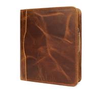 ELIZO Leather A5 Portfolio Padfolio Folio A5 Notebook Journal Cover Planner Binder Small Mens Business Work Folder Organizer (Antique)