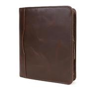 ELIZO Leather A5 Portfolio Padfolio Folio A5 Notebook Journal Cover Planner Binder Small Mens Business Work Folder Organizer (Buff)