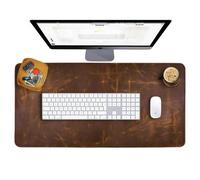 ELIZO Leather Desk Pad Real Leather Desk Mat (32x16) Desk Cover Desk Blotter Desk Protector Large Computer Mat for Keyboard Gaming Mouse Pad (Antique 2mm) Table Laptop Mat Office Desktop Accessories