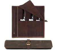 ELIZO Leather Knife Roll Chef Knife Bag Professional Chef Knifes Roll Bag Travel Storage Carrying Case Wrap Holder Sheath Kitchen Carrier Protectors Sleeve Tool Chefs Gift Grizzly