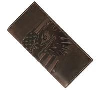 ELIZO Leather Long Wallet for Men Western Wallet Rodeo Mens Wallet Flat Bifold Wallets for Men Biker Billfold Wallet for Men Cowboy Wallet RFID Wallet for Men with Credit Card Holder - Eagle