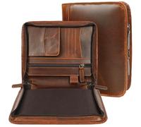 ELIZO Leather Portfolio Leather Padfolio Folio A5 Notebook Cover Work Folder Business Portfolio Organizer Binder Men Women Small (Antique, A5)