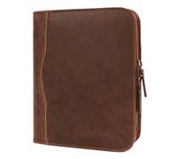 ELIZO Leather Portfolio Leather Padfolio Folio A5 Notebook Cover Work Folder Business Portfolio Organizer Binder Men Women Small (Brown, A5)