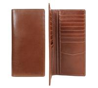 ELIZO Men's Genuine Leather Long Wallet - RFID Blocking Rodeo Checkbook Wallet | Slim Western Bifold Wallet with 16 Card Slots, ID Window | Top Grain Leather Cowboy Wallet