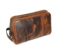 ELIZO Premium REAL Leather Toiletry Bag for Men Dopp Kitt Hanging Mens Toiletry Large TSA Toiletries Bag Shaving Grooming Bag Organizer