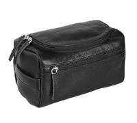 ELIZO Premium REAL Leather Toiletry Bag for Men Dopp Kitt Hanging Mens Toiletry Large TSA Toiletries Bag Shaving Grooming Bag Organizer Black, Black, Leather Toiletry Bag