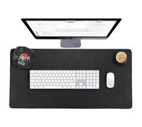 ELIZO Real Leather Desk Pad (31x15.6) - Large Computer Mat for Keyboard, Gaming, Laptop & Table - Black, 3mm Thick